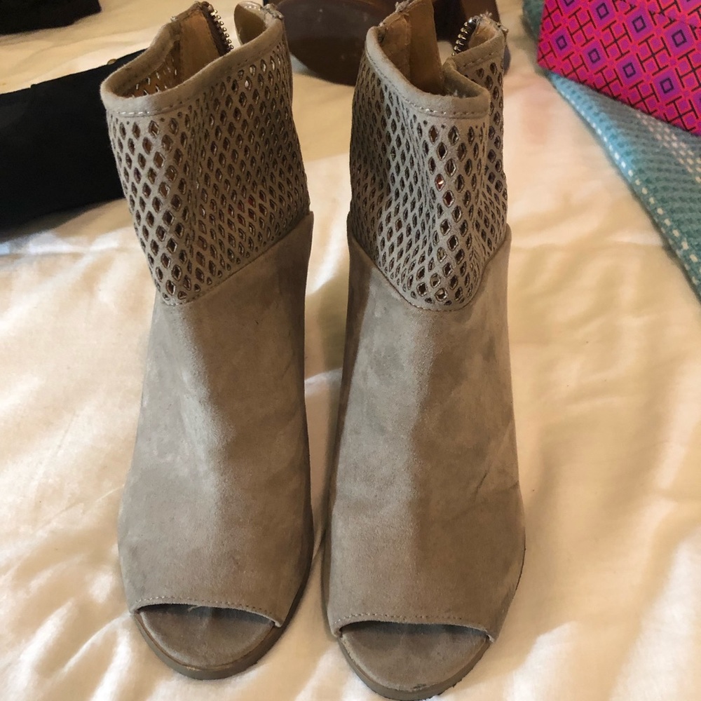 Open Toed Suede Booties